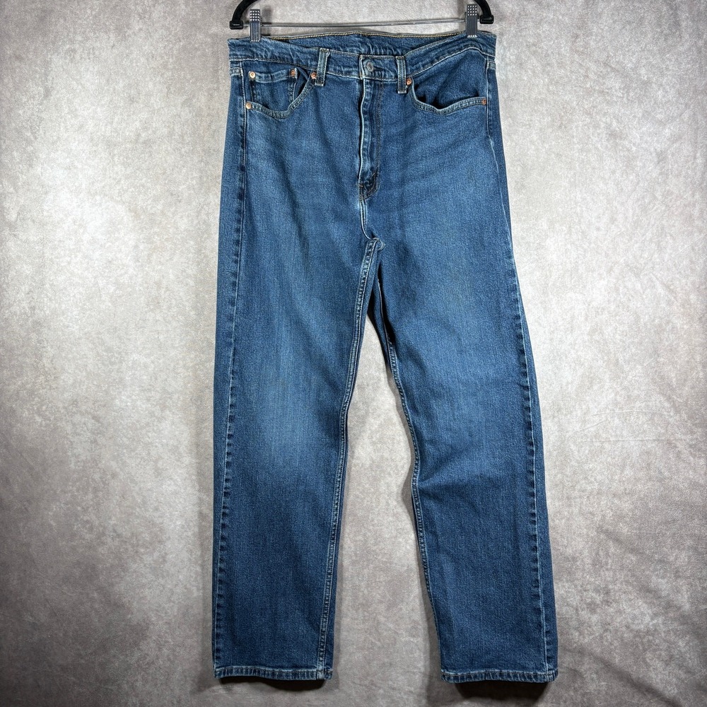 Levi's 505 Jeans Mens Size 36X32 Blue Medium Wash Denim Straight Leg Everyday